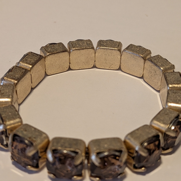 Vintage Brown Rhinestone Stretch Bracelet - Picture 4 of 5